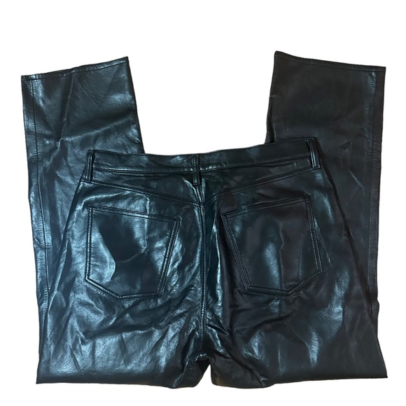 AGOLDE 90s Pinch Waist Black Leather Pants Size 32 - Picture 7 of 10